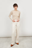 KNITTED BEIGE JUMPER WITH COTTON