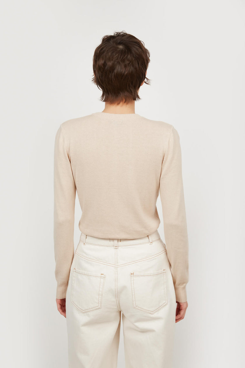 KNITTED BEIGE JUMPER WITH COTTON