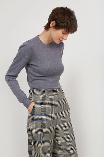 KNITTED GRAY JUMPER WITH COTTON