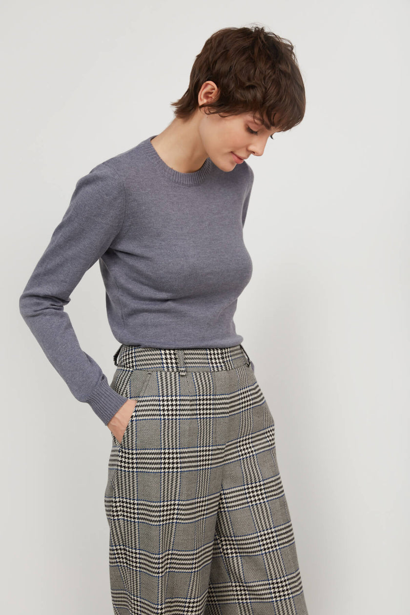 KNITTED GRAY JUMPER WITH COTTON