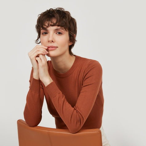 KNITTED TERRACOTTA JUMPER WITH COTTON
