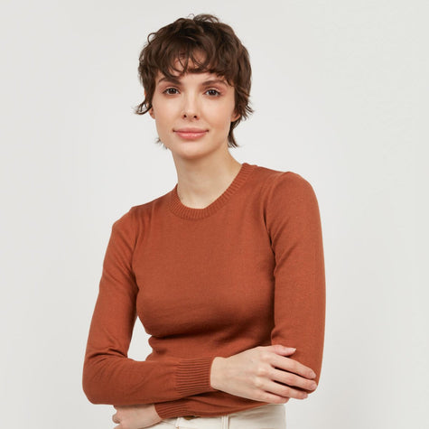 KNITTED TERRACOTTA JUMPER WITH COTTON