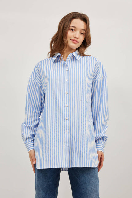 LOOSE FIT SHIRT IN WHITE-BLUE STRIPE