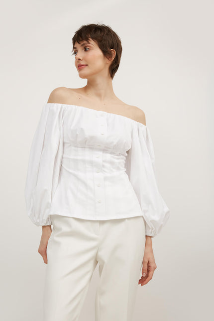 OFF-THE-SHOULDER SHIRT WITH COTTON