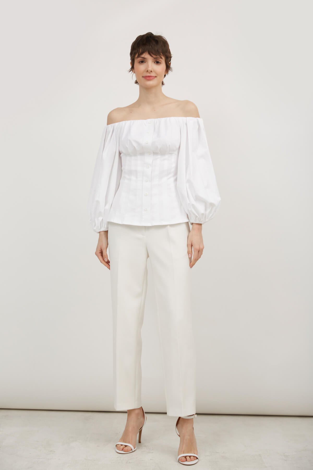 OFF-THE-SHOULDER SHIRT WITH COTTON