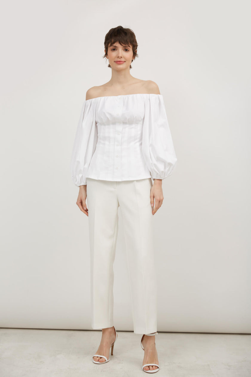 OFF-THE-SHOULDER SHIRT WITH COTTON