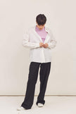 LOOSE-FIT WHITE COTTON SHIRT WITH LINEN
