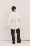 LOOSE-FIT WHITE COTTON SHIRT WITH LINEN