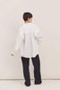 LOOSE-FIT WHITE COTTON SHIRT WITH LINEN