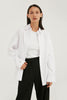 WHITE LOOSE-FIT COTTON SHIRT WITH UKRAINIAN FLAG EMBROIDERY