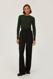GREEN RIBBED JERSEY JUMPER