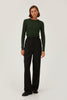 GREEN RIBBED JERSEY JUMPER