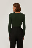 GREEN RIBBED JERSEY JUMPER
