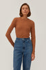 CARAMEL RIBBED JERSEY JUMPER