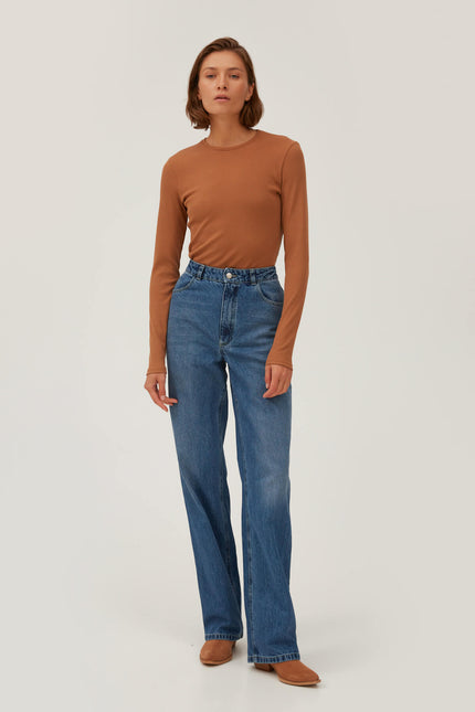 CARAMEL RIBBED JERSEY JUMPER