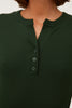 GREEN RIBBED JERSEY JUMPER WITH A STRIPE