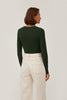 GREEN RIBBED JERSEY JUMPER WITH A STRIPE