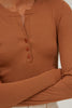 CARAMEL RIBBED JERSEY JUMPER WITH A STRIPE