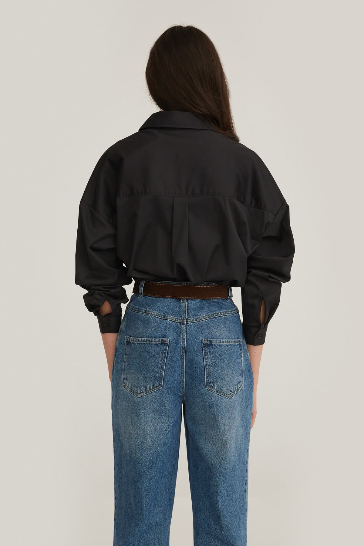BLACK STRAIGHT FIT COTTON SHIRT