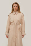 LIGHT BEIGE STRAIGHT CUT COTTON TRENCH COAT