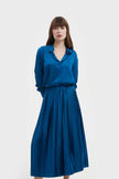 ELECTRIC BLUE LOOSE-FIT SATIN SHIRT