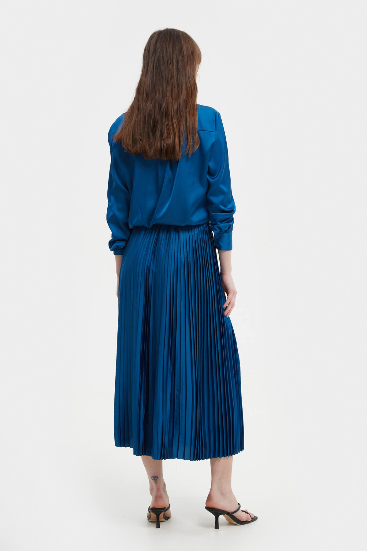 ELECTRIC BLUE LOOSE-FIT SATIN SHIRT