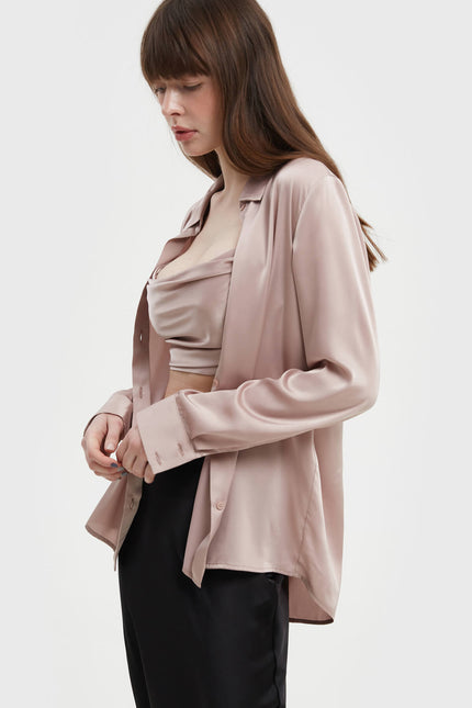 MOCCO LOOSE-FIT SATIN SHIRT