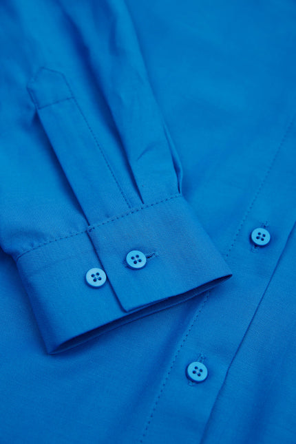 LOOSE-FIT BLUE COTTON SHIRT