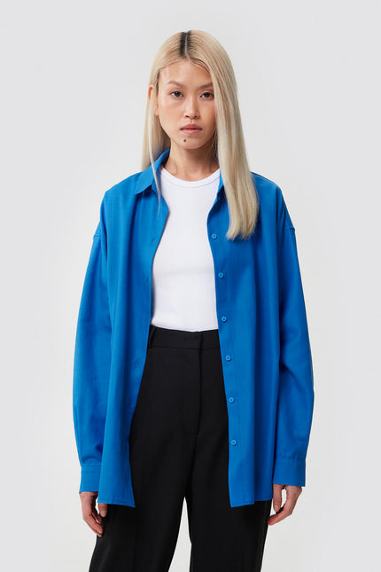 LOOSE-FIT BLUE COTTON SHIRT