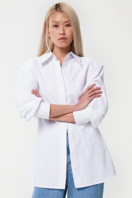 SLIM FIT WHITE COTTON SHIRT