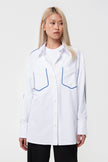 REGULAR FIT WHITE COTTON SHIRT WITH CONTRAST EDGING