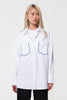 REGULAR FIT WHITE COTTON SHIRT WITH CONTRAST EDGING