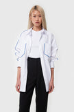 REGULAR FIT WHITE COTTON SHIRT WITH CONTRAST EDGING