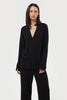 BLACK V-NECK JUMPER WITH VISCOSE