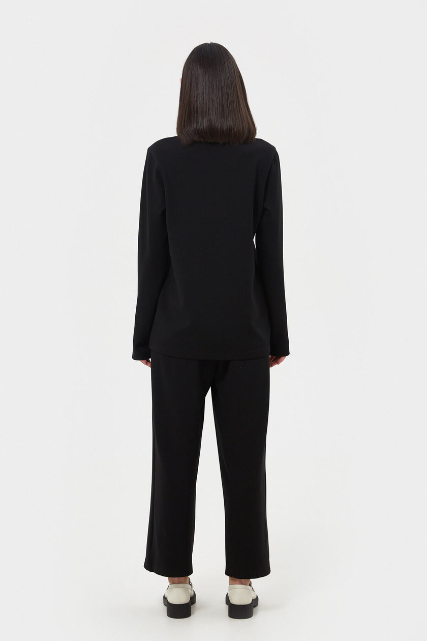 BLACK V-NECK JUMPER WITH VISCOSE