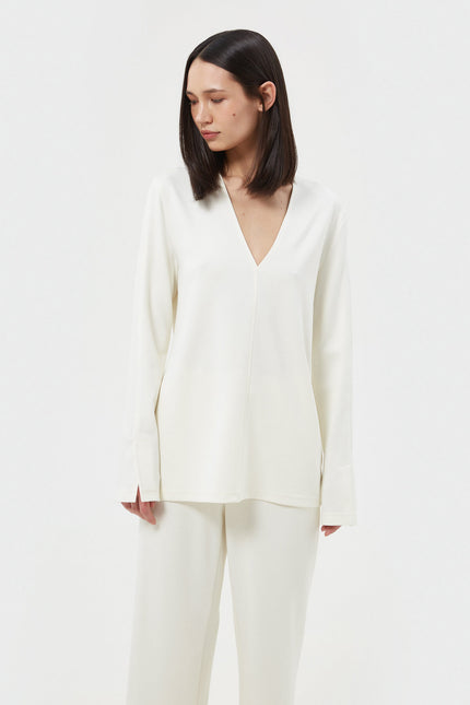 MILKY JERSEY V-NECK JUMPER