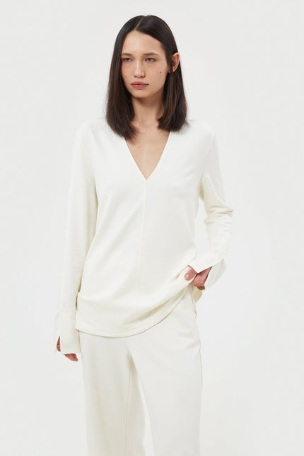 MILKY JERSEY V-NECK JUMPER