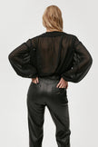 BLACK DRAPED SATIN DRESS