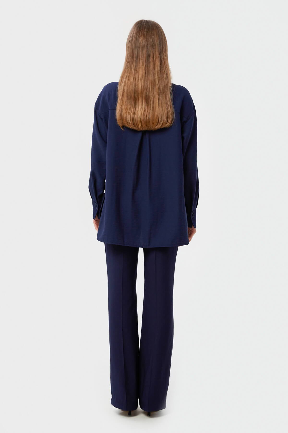 NAVY BLUE LOOSE FIT VISCOSE SHIRT