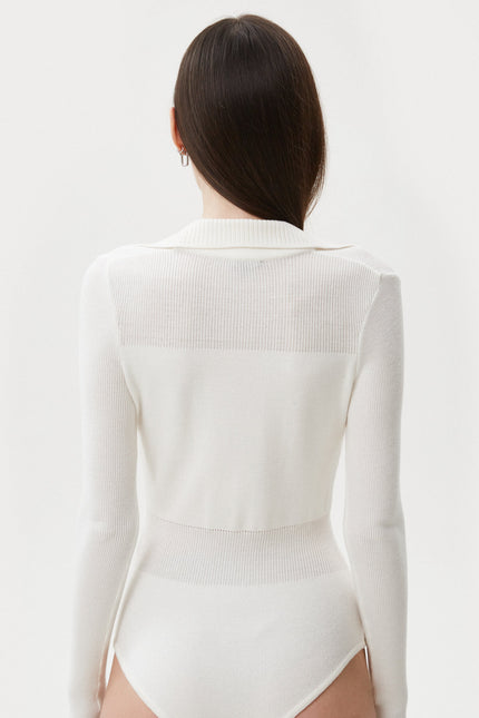 MILKY KNITTED BODYSUIT WITH VISCOSE