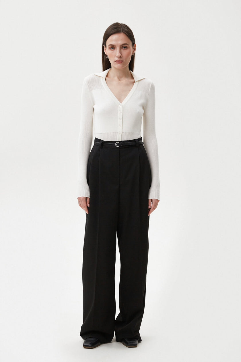 MILKY KNITTED BODYSUIT WITH VISCOSE