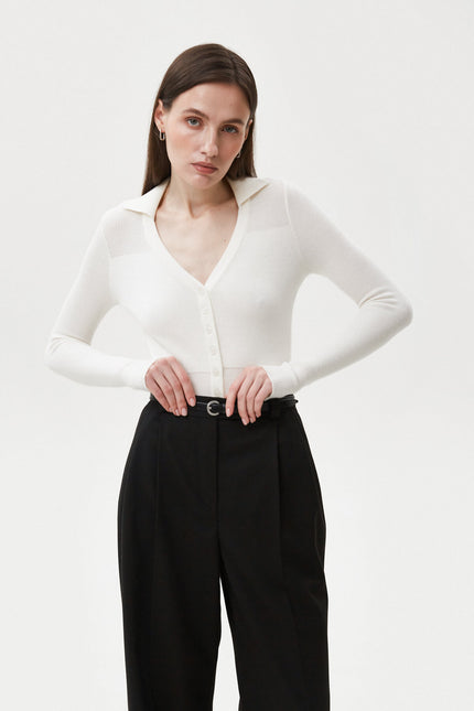 MILKY KNITTED BODYSUIT WITH VISCOSE