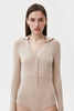 BEIGE KNITTED BODYSUIT WITH VISCOSE