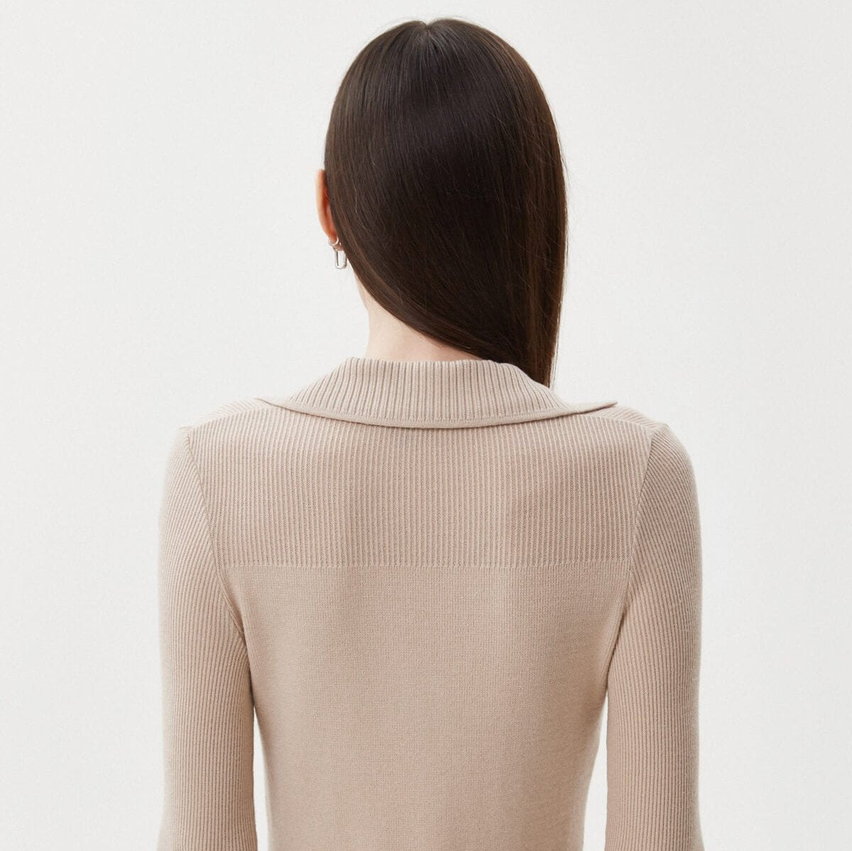 BEIGE KNITTED BODYSUIT WITH VISCOSE
