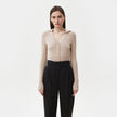BEIGE KNITTED BODYSUIT WITH VISCOSE