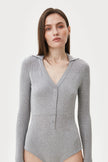 GREY KNITTED BODYSUIT WITH VISCOSE