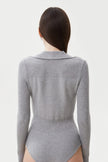 GREY KNITTED BODYSUIT WITH VISCOSE