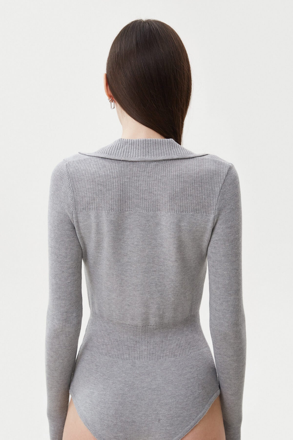 GREY KNITTED BODYSUIT WITH VISCOSE