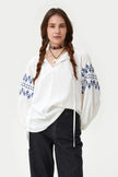 MILKY LINEN VYSHYVANKA SHIRT WITH ZIGZAGS EMBROIDERY