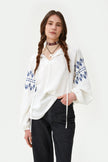 MILKY LINEN VYSHYVANKA SHIRT WITH ZIGZAGS EMBROIDERY